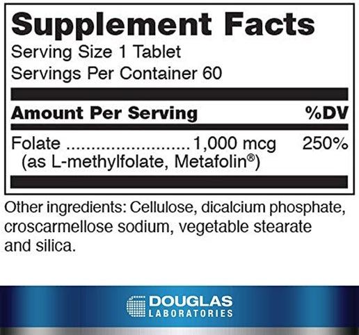 22 - Methyl Folate(1000) MCG Metafolin 60 Tabs