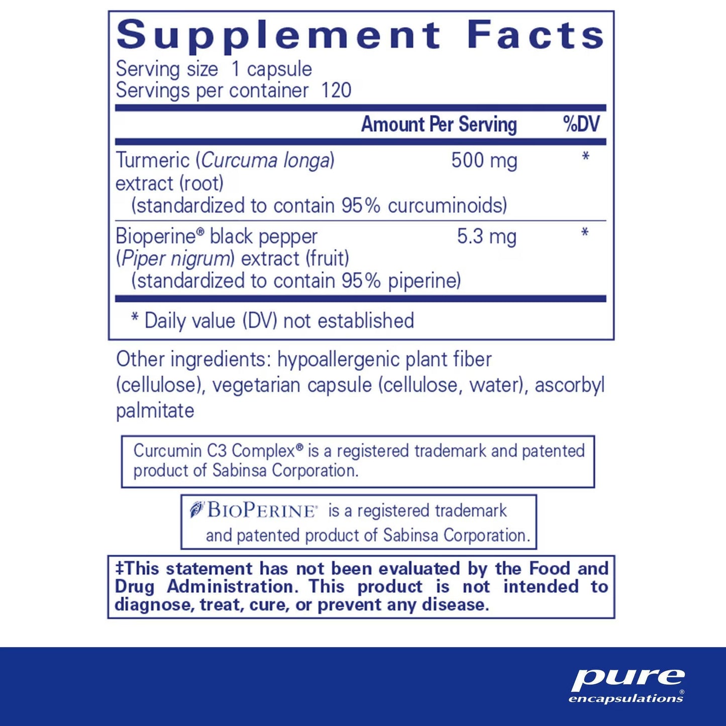 08.5 - Curcumin 500 w Bioperine - 120 Capsules